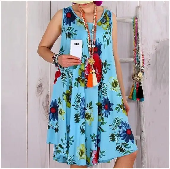 Повседневный винтажный сарафан женское летнее платье 2019 Boho свободное миди без