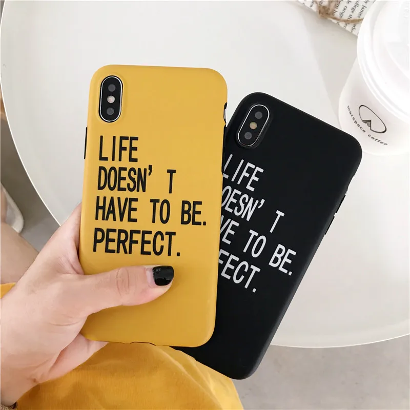

FastDeng Matte Silicone Phone Case For iPhone 6 6s 7 8 6p 6sp 7p 8p Lovely Positive Words Soft Back Cover For iPhone X XS XR XSM