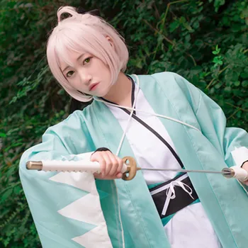 

Classic Women Green Kimono With Obi Halloween Anime Cosplay Costume Japanese Traditional Samurai Clothing Warrior Haori S-XL