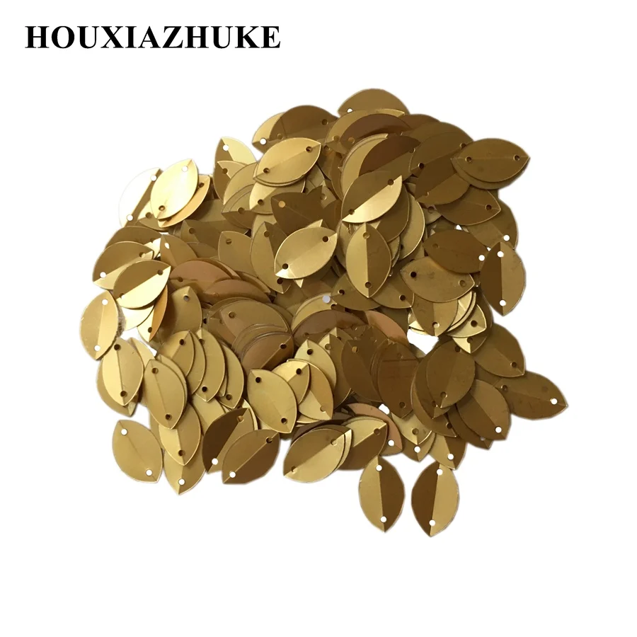

9*15 mm dull gold or silver base gold or black flexed leaf sequins 3000 pcs per lot for formal dress appliques decorations