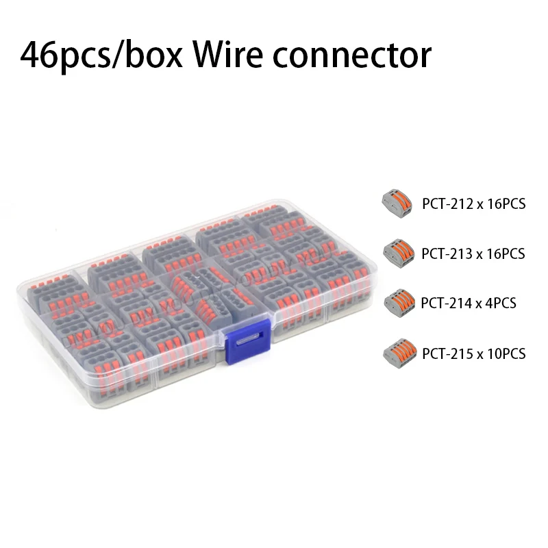 Смешанные коробки DIY вы провода компактный Универсальный разъем Клеммный блок Домашнее освещение разъем для внутреннего Гибридный быстрый разъем - Цвет: PCT-21GRM(46PCS)