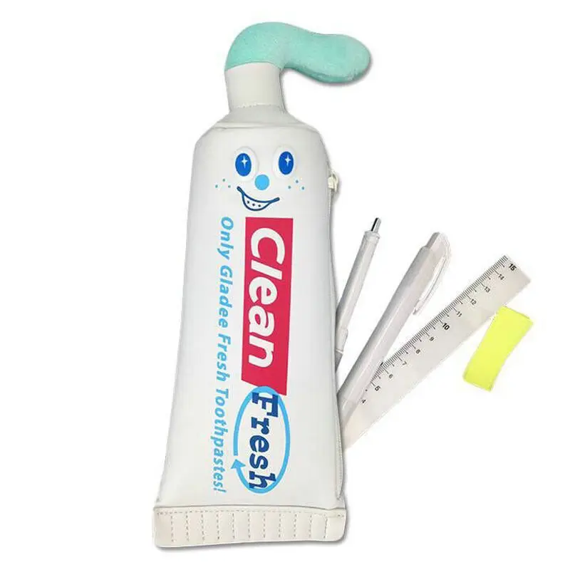 

Fun Toothpaste Shape Pen Bag Creative Cute Cartoon Boys and Girls Small Student Organizer Brush Bag Purse Toiletry Bag