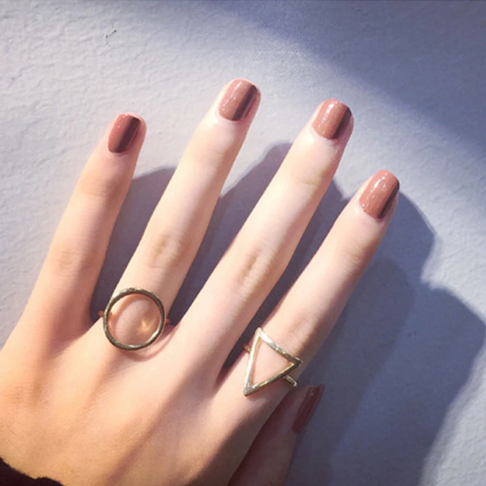 

Trendy Handsome Round&Triangle Geometric Circle Modelling Gold/Silver Plated Ring Simple Rings Jewelry for Lovers