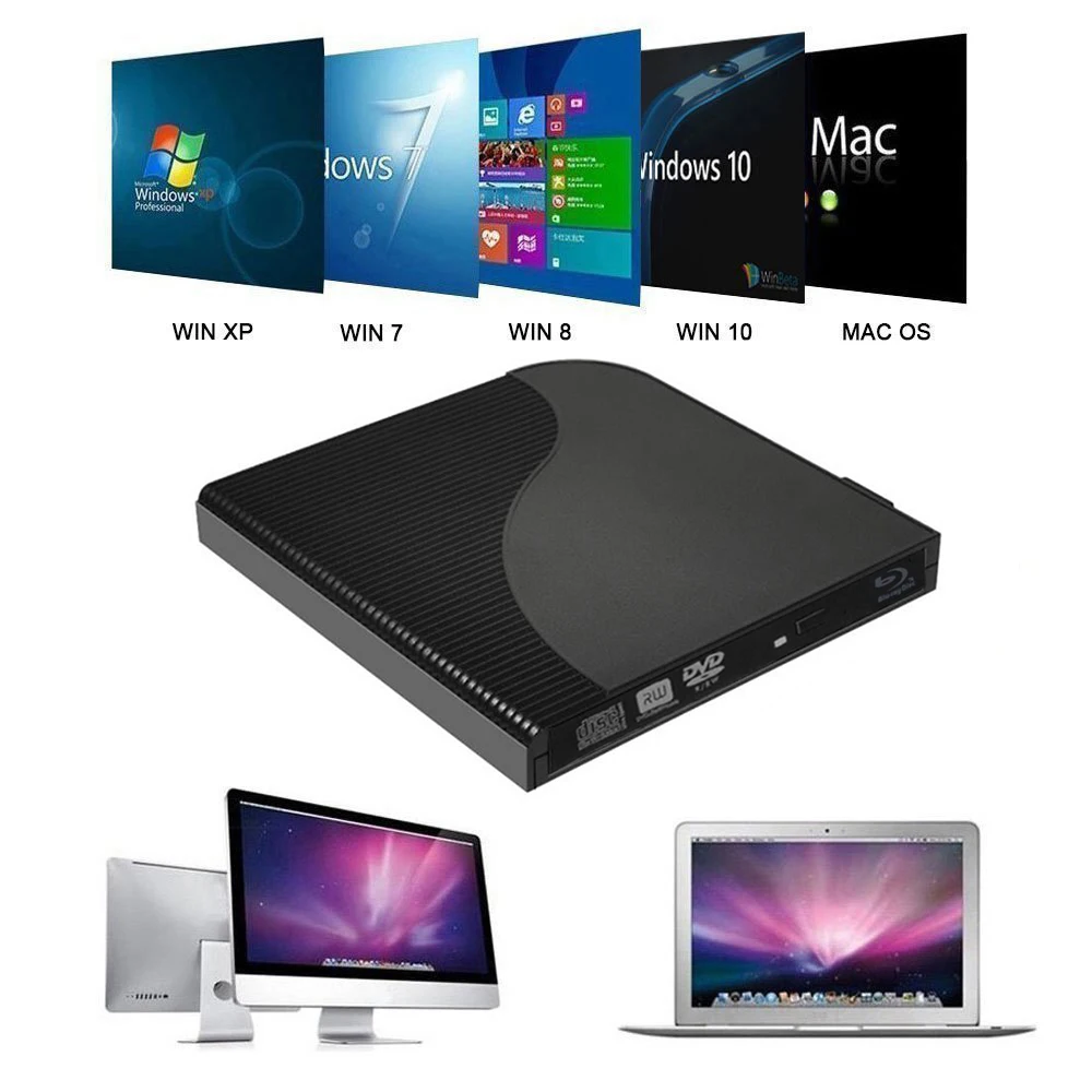 Внешний Привод Blu ray тонкий USB 3.0 Bluray рекордер устройство записи CD/DVD RW диск blu для
