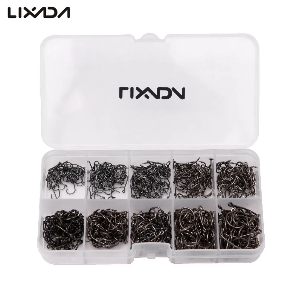 

Lixada 600pcs/box mixed size #3~12 high carbon steel carp fishing hooks pack with/without hole with box Fishing Accessary