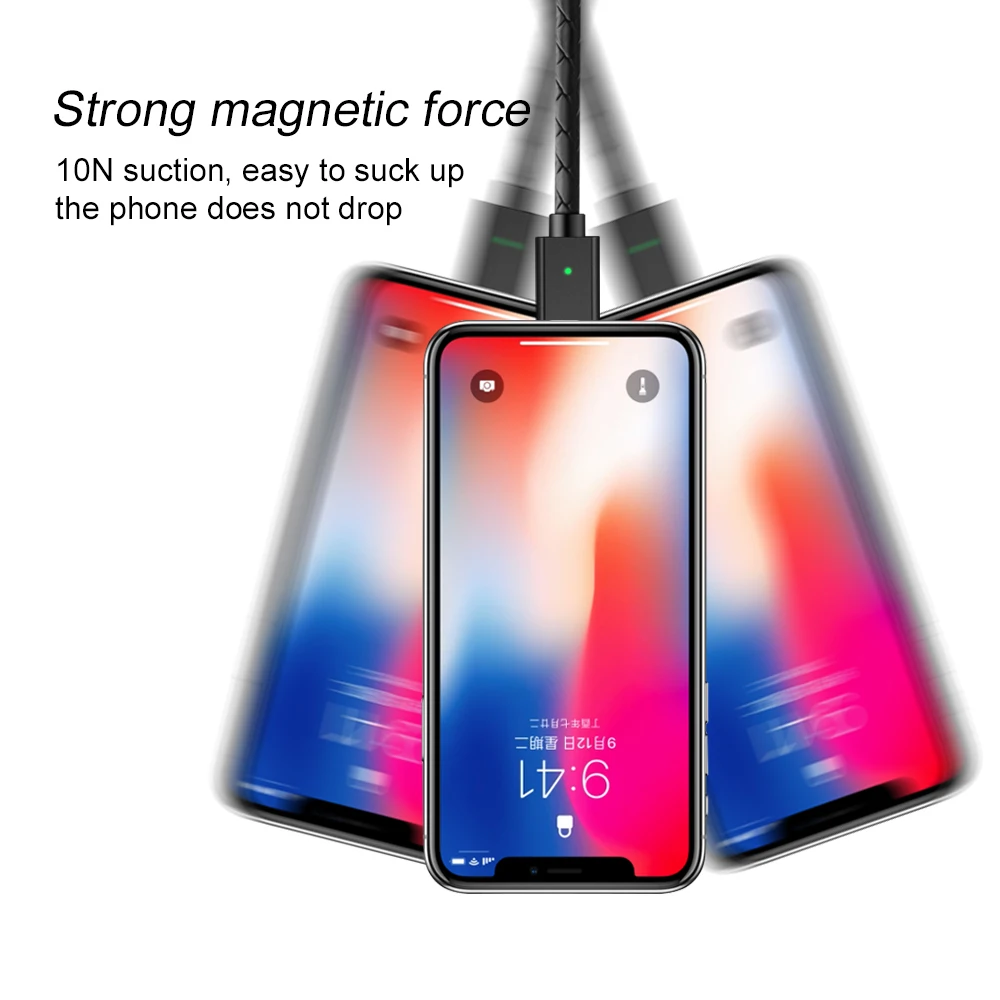 Quick Charge 3.0  Magnetic USB Cable 5V 3A Fast Charging Data Transfer USB Type-C Micro USB Phone Cable For Samsung S9 iPhone X (4)