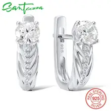 SANTUZZA серебряные серьги для женщин 925 пробы серебряные серьги-клипс Серебро 925 с камнями Кубический Цирконий brincos Ювелирные Изделия