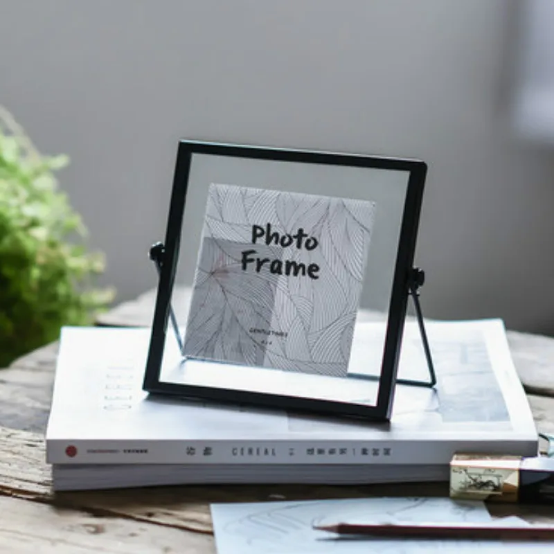 

Nordic Photo Frame Creative ins Desktop Arrangements Geometric Metallic Glass Frame Iron Art Photo Decoration Bracket