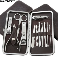Nu-TATY Набор для маникюра, нейл-арта, 12 инструментов/комплектов, нержавеющая сталь, Уход за ногтями, ножницы-кусачки, пинцет, пилка, ножницы