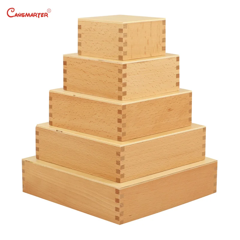  Educational Toys Baby Nesting Box Montessori Toys Size Sensorial Practice Boxs Teaching Wooden Beec