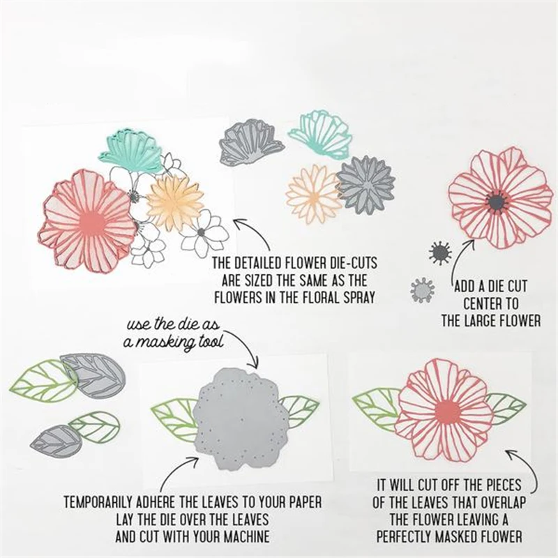 

DiyArts Fine Line Florals Metal Cutting Dies and Clear Stamps Stencils Scrapbooking Photo Album Decorative Embossing DIY Cards