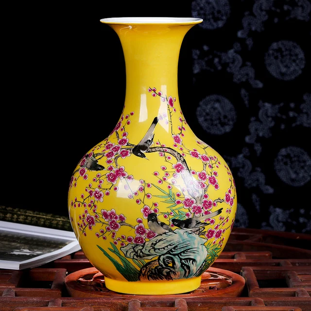 Jingdezhen Ceramic Plum Big Vase Colorful flower vase flower arrangement new Chinese living room home decoration vase 2