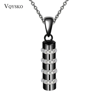 

New HOT SALE Black Plated Stainless Steel Crystal Pendant Necklaces for women