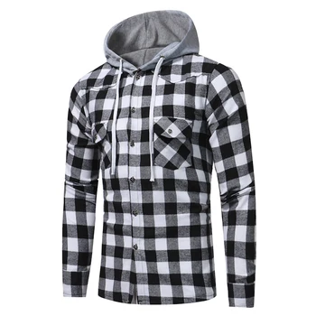 

Plaid Shirt 2017 Autumn Shirts Men Casual Brand Clothing Men Shirt Long Sleeve Casual Lattice Hooded Camisa Social XXXL