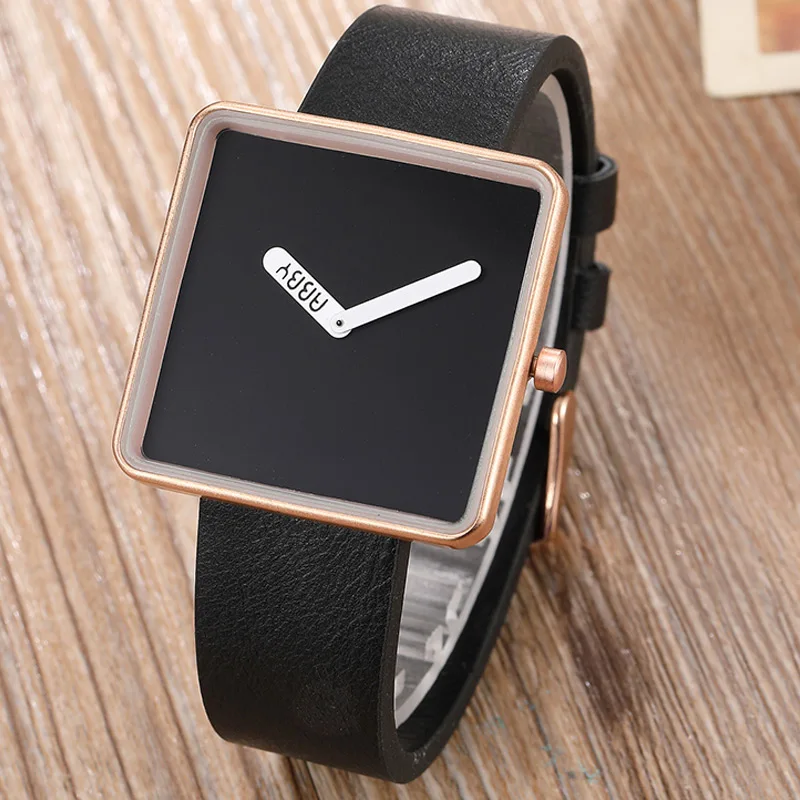 Женские модные часы квадратный минималистичный с кварцевым циферблатом кожаный браслет для часов браслет женские часы простые черные белые женские часы