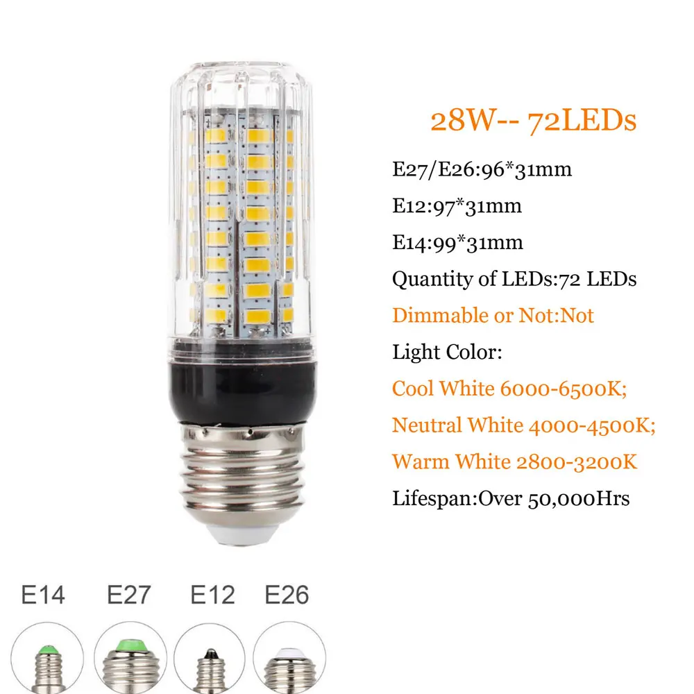 E27 E14 220V Светодиодный светильник 5730 SMD СВЕТОДИОДНЫЙ кукурузная лампа лампада ампулы светильник ing 24 27 30 36 59 69 72 светодиодный s лампа Bombillas Светильник лампы