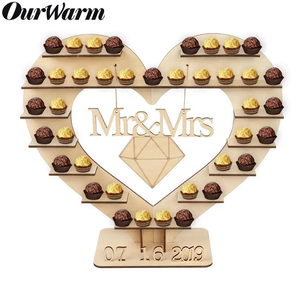 OurWarm Mr and Mrs подставка для шоколада Ferrero Rocher подставка Свадебные украшения Сердце Дерево Свадебные витрины