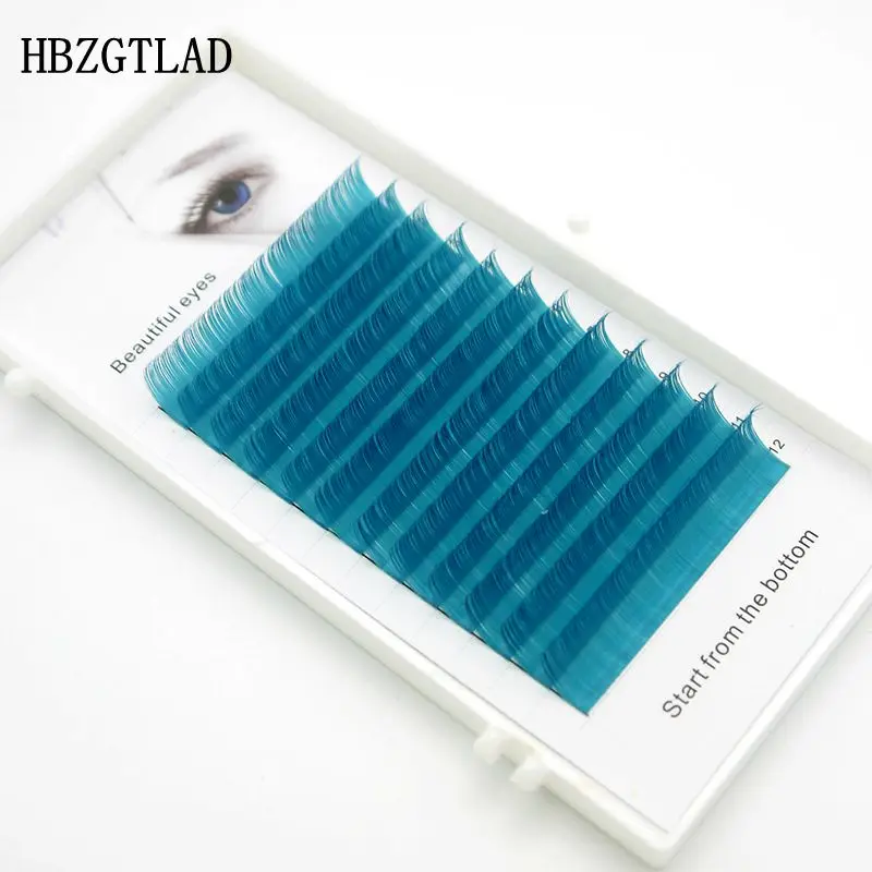 Накладные ресницы HBZGTLAD C/D curl 0 07/0 1 мм 8/15 синего цвета индивидуальные цветные для