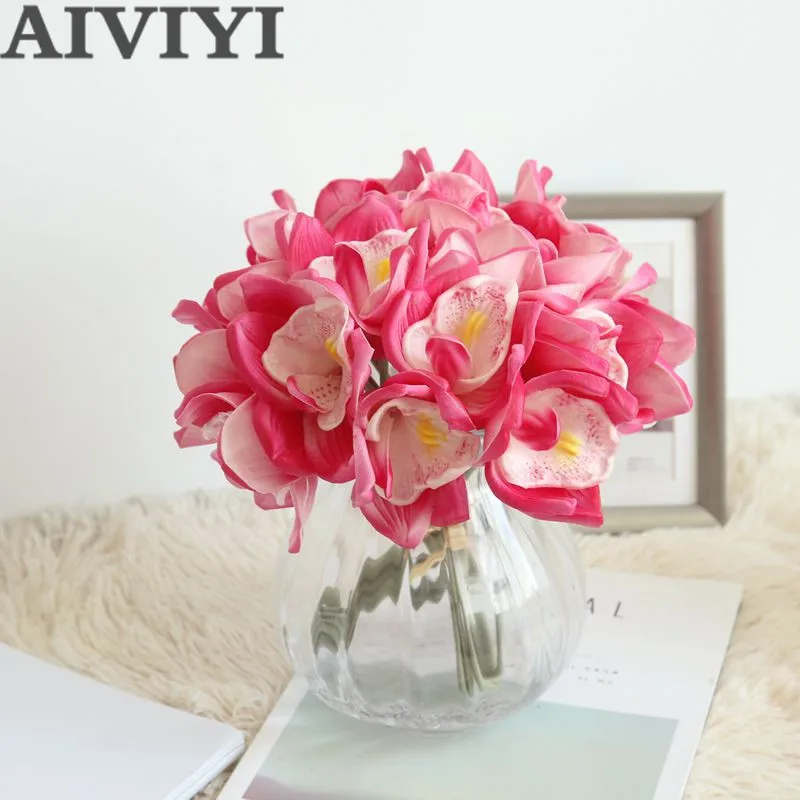 

Artificial Flower PU Whelan Orchid Home Garden Hotel Decoration Wedding Hand Flower Fake Flowers 31cm DIY