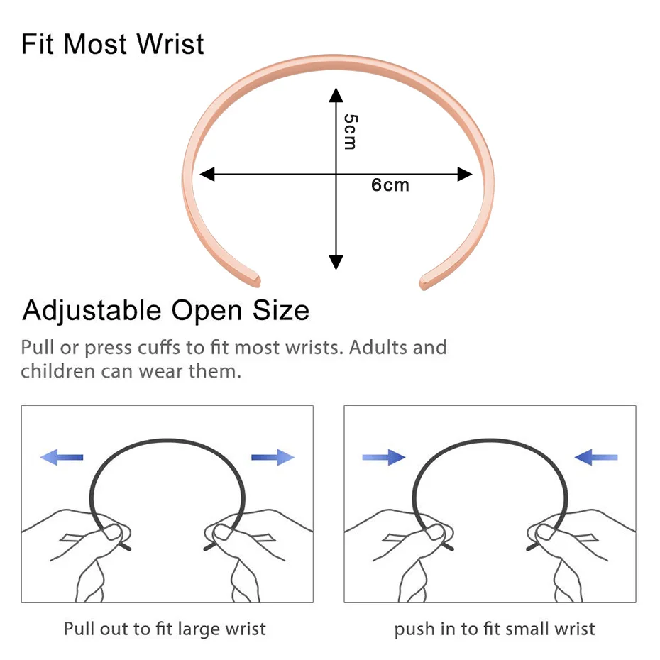 Вдохновляющий браслет из розового золота и нержавеющей стали на заказ, Женский Браслет-манжета с гравировкой положительных фраз, браслет мантра, подарок для лучшего друга