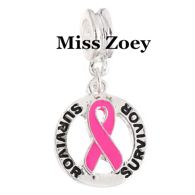 PBR066(10), Enamel Breast Cancer Awareness Survivor Pink Ribbon DIY