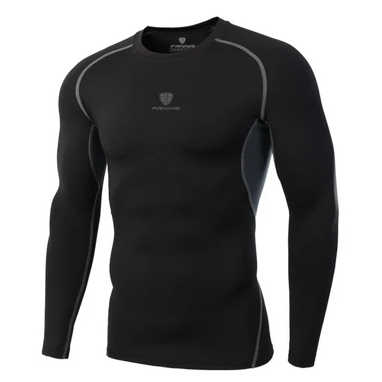 FANNAI мужской s компрессионный спортивный костюм, мужские баскетбольные футбольные тренировочные колготки, футболка для фитнеса и бега, мужские спортивные шорты AM333 - Цвет: 309 long tshirt
