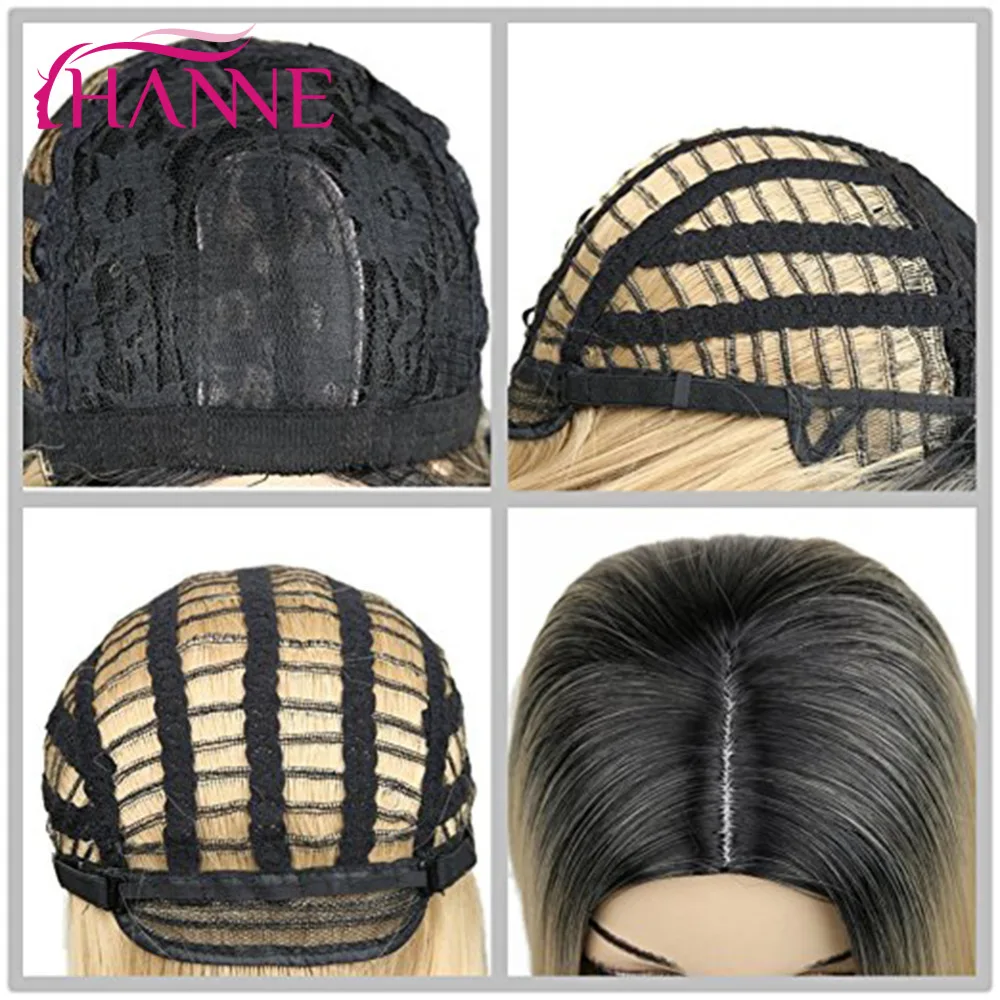 HANNE Ombre Rubio/marrón oscuro peluca larga ondulado sintético de la peluca Cosplay pelucas para mujeres negras pelucas de pelo Natural para las mujeres de 26 pulgadas