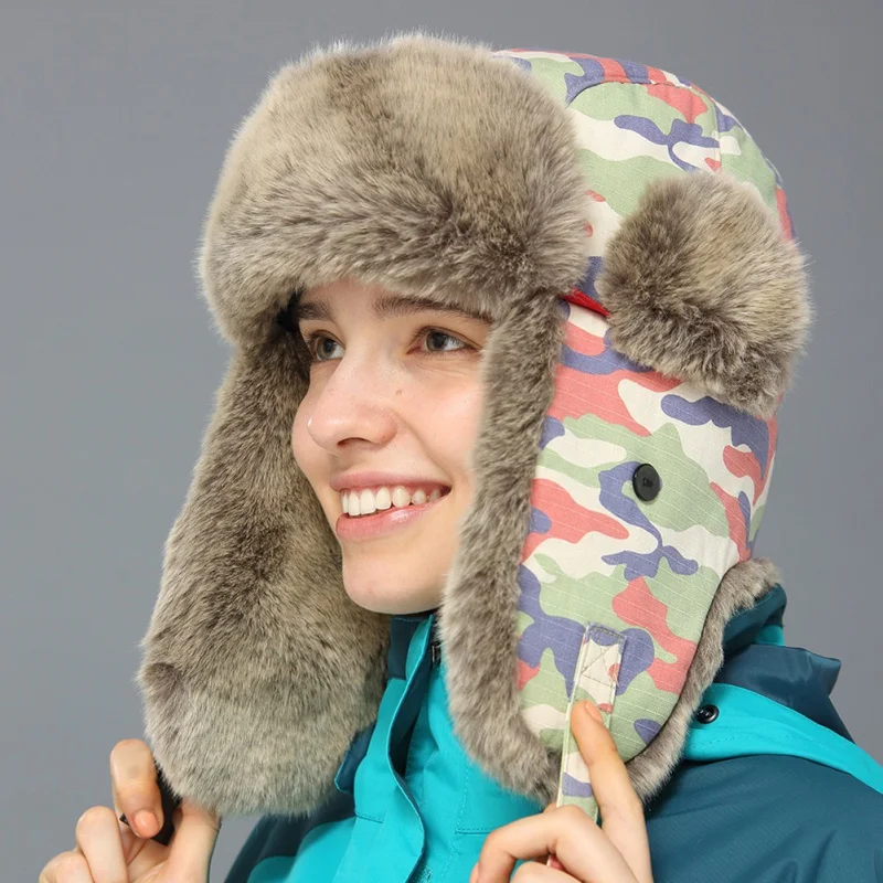 2017 Bomber Hat Faux Fur Lining Earflap Outdoor Windproof Thick Warm