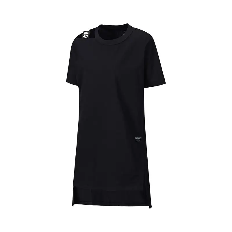Li-Ning женское Трендовое платье с коротким рукавом хлопок сплошной цвет свободный крой подкладка спортивные платья ASKP038 CAMJ19 - Цвет: ASKP038-3H