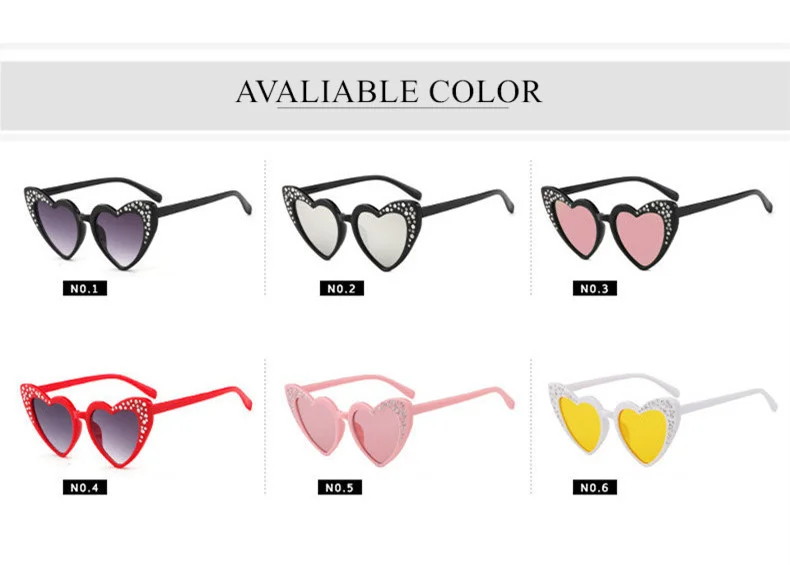 Очки детские в форме сердца солнцезащитные очки дети горный хрусталь Мода любовь очки подарок для детей милое сердце очки UV400