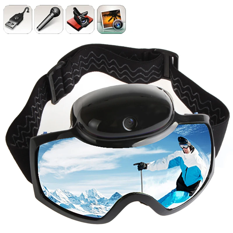 2017 Gafas de Esquí Máscara 720 P HD 1080 P Cámara de Vídeo Videocámara UV Anti-vaho gafas Hombres Mujeres Gafas de Snowboard acción de La Cámara Gafas De Esquí