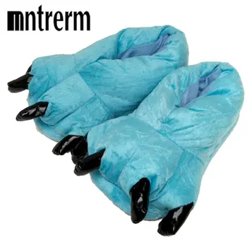 

New 2018 Winter Super Soft Flannel Interior Home Slipper Paw Shoes Cotton Slippers Plush Dinosaur Stitch Warm Indoor Slippers