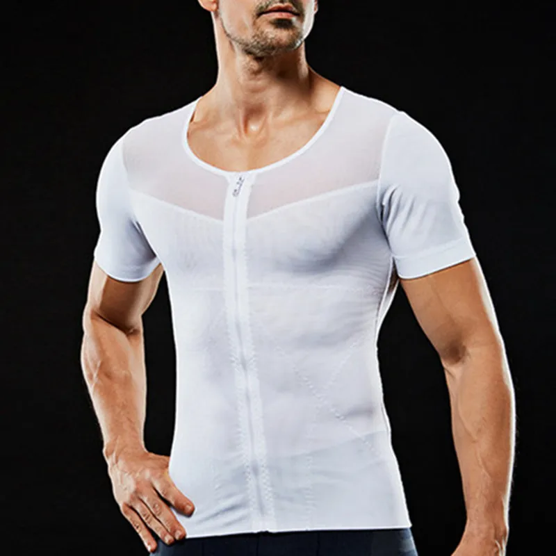 Men Body Shaper Waist Slim Hombre Corset Zipper Slimming