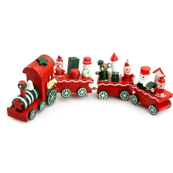 

Charming Cute 4 Piece Wooden Christmas Santa Tree Train Ornament Decor Gift New W15