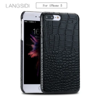 

wangcangli For iPhone 5 case handmade Luxury genuine crocodile leather case back cover Genuine Leather phone case