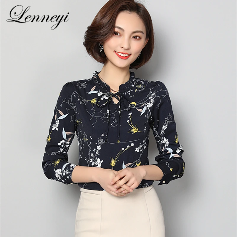 

Plue Size Tops Blouses 2019 Summer Chiffon Print Floral Blouse Shirts Women Long Sleeve Casual Ladies Shirt Tops Blusa Feminina