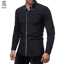 Manoswe, модная мужская рубашка с длинным рукавом, отложной воротник, черная рубашка, топы,, Повседневная тонкая, размера плюс, деловая одежда, Camisa