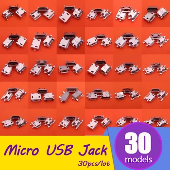 

30 models,30pcs/lot micro usb connector used charging jack plug port for lenovo zte huawei,samsung and other mobile,tablet GPS