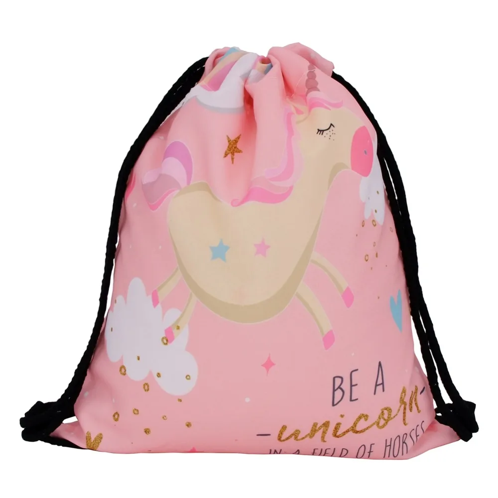 Jom Tokoy мода Drawstring сумка 3D печать единорог Mochila Feminina шнурок рюкзак для женщин ежедневно повседневное девушки