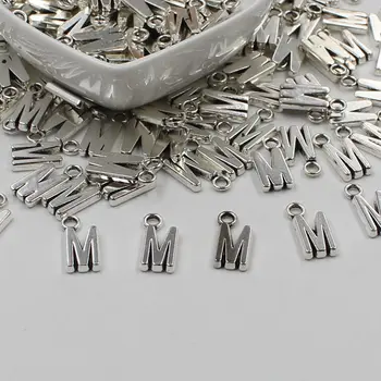 

20 pcs Double Side Alphabet(M)Letter Tag Charm Pendant Initials Jewelry Making