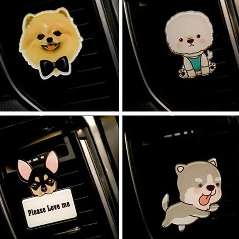 1pc Cute Pet Dog Car Air Freshener Perfume Lifelike Dog Doll Car Perfume Automobile Air Conditioning Vent Perfumes