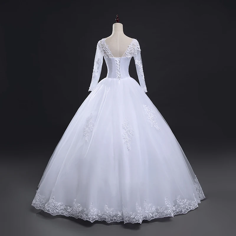 Fansmile/Новое поступление года; Robe De Mariage; кружевное бальное платье принцессы с рукавами; свадебное платье на заказ; Vestido De Noiva FSM-583F