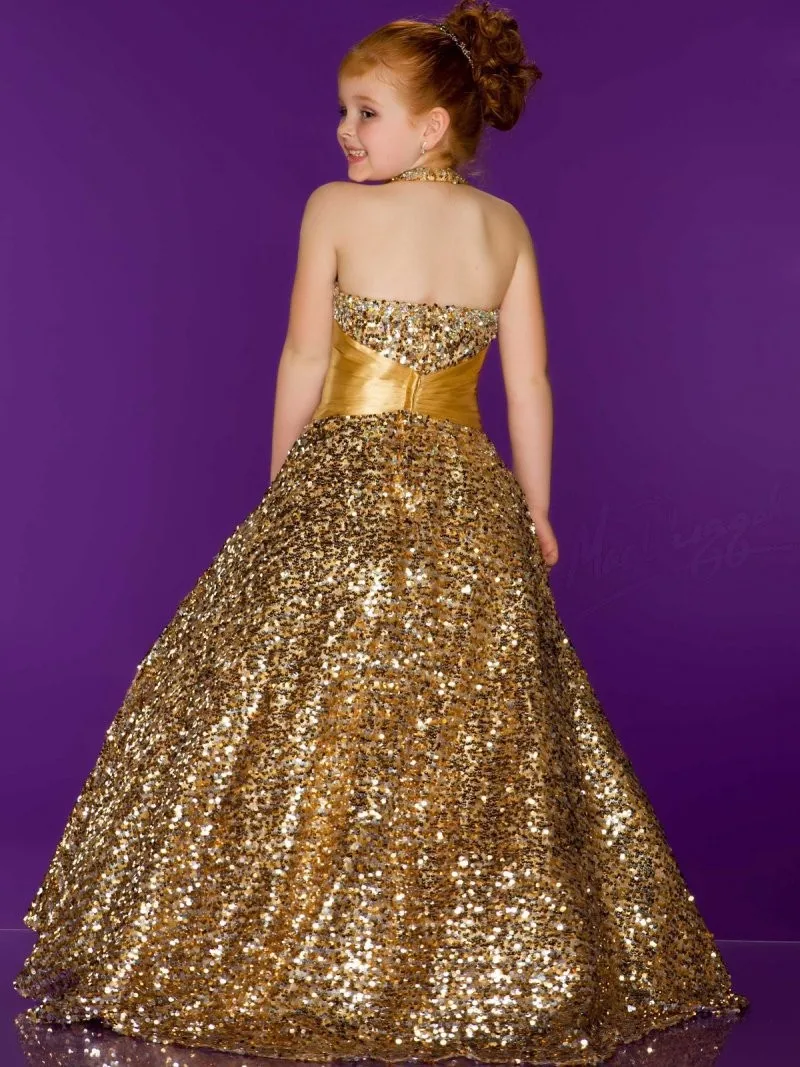 Stunning Beautiful Girls Pageant Dresses With Sequins Gold Kids ...