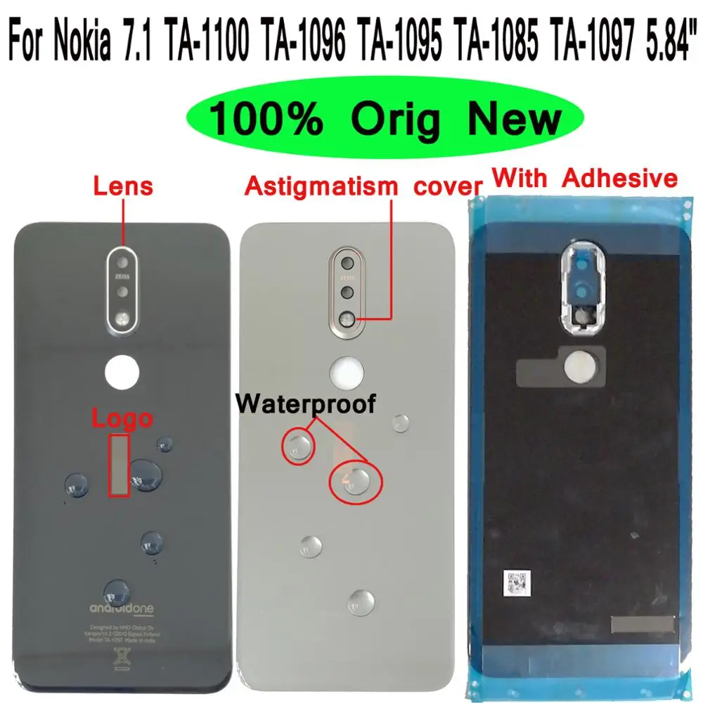 

Shyueda 100% Orig New + Lens 5.84" For Nokia 7.1 TA-1100 TA-1096 TA-1095 TA-1085 TA-1097 Glass Rear Back Housing Battery Cover