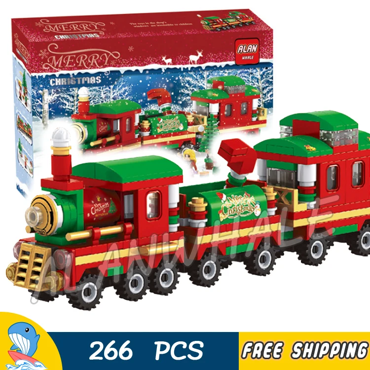 

266pcs Creator Winter Holiday Christmas Train Locomotive Carriages 25524 Model Building Blocks Bricks Compatible With Lago