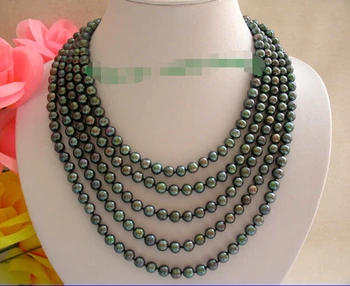 

A stunning handmade 7-8mm black freshwater pearl necklace 80inch