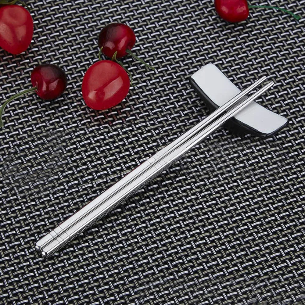 

1 Pair Stainless Steel Tableware Colorful Length 19cm Reusable Chopsticks Dishware Silver Iron Antiskid Household Metal Chinese