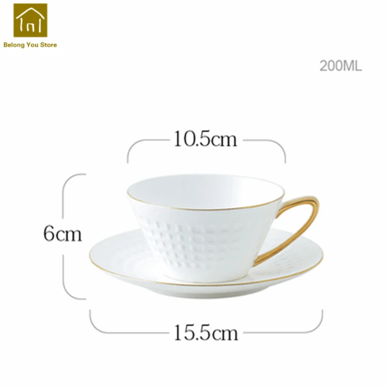 Фарфор, чайная и кофейная чашка, чайные чашки и блюдца, фарфоровые керамические медные Роскошные чашки для завтрака, набор кофейных чашек Vaso WKD086 - Цвет: Set 1