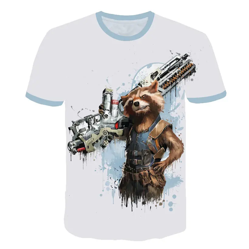

Funny 3D Rocket Raccoon Tee Shirt Guardians Of The Galaxy T Shirts Movie Casual Tshirt Men Cute Avengers Funky Tops