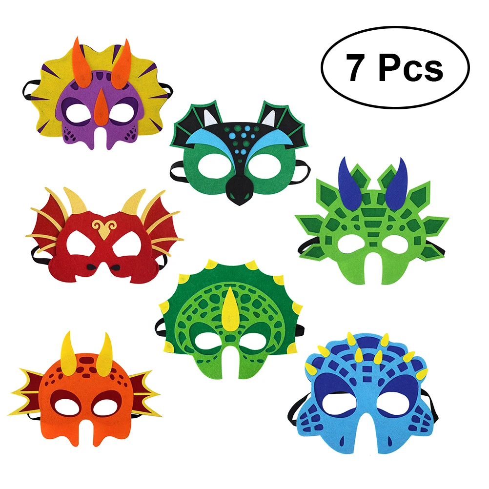 

7PCS Dinosaur Party Masks Cute Animal Party Favors Face Mask for Kids Party Masquerade Halloween Dinosaur Themed Party